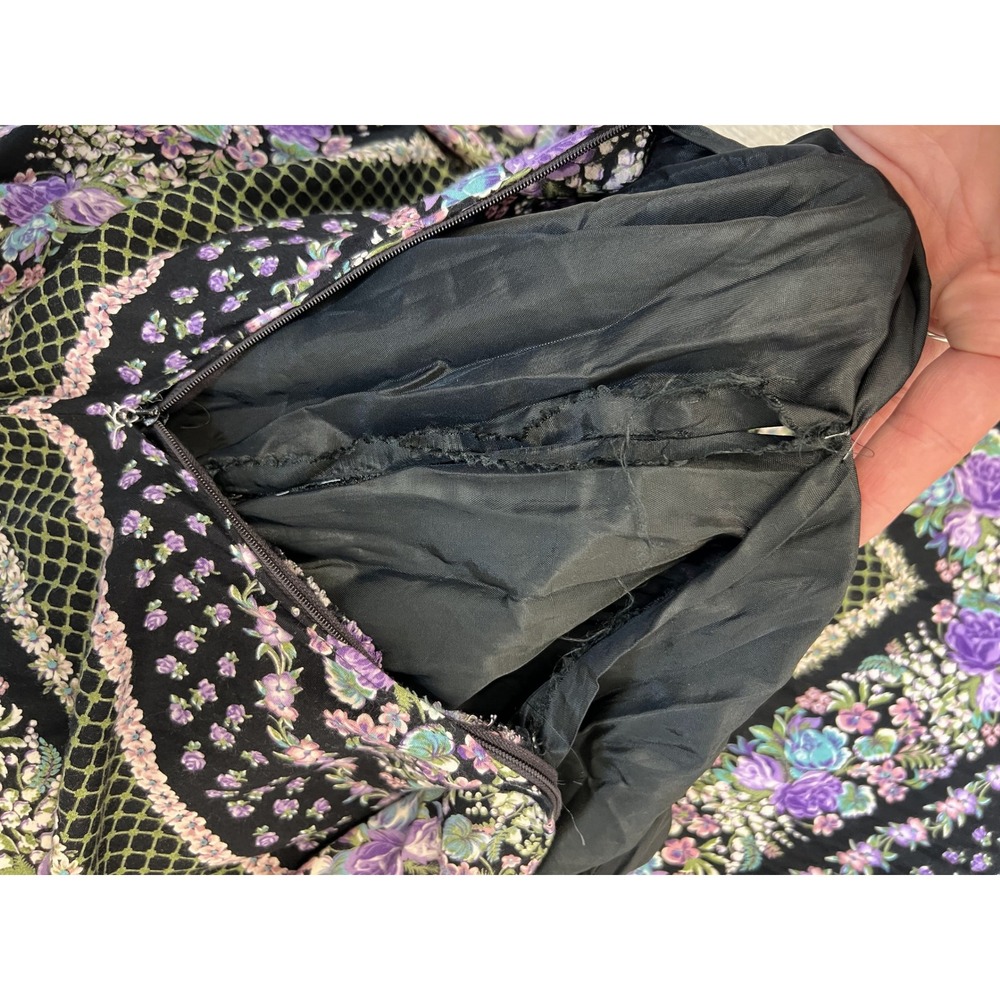 Vintage 70s Purple Floral Patchwork Maxi Dress Size S - Picture 10 of 11